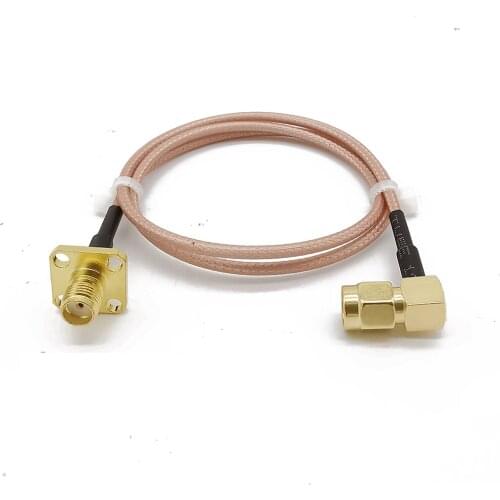 SMA Female Panel Mount to SMA Male Right Angle Assembly Extension RG316D Double Shield Silver 7CM 10CM 15CM 20CM 30CM 50CM