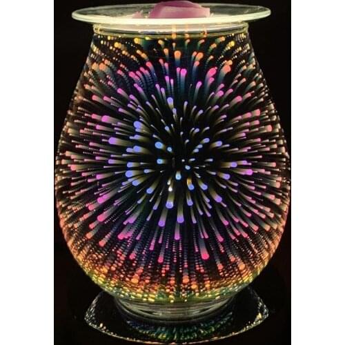 3D LED Night Light Touch Sensor Aroma diffuser Electric Candle Heater Glass Wax Melting Heater With Luminous Firework Effect