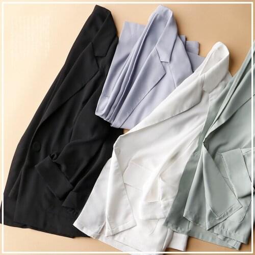 Temperament solid color loose fashion one button slim slim thin high quality chiffon suit jacket female blazer feminino