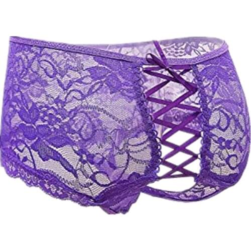 Underwear Women Briefs Plus Size 5XL 6XL Crotchless Lace Underwear 5 Pieces/ Lot Floral Lace Up See Though Women Briefs P5011