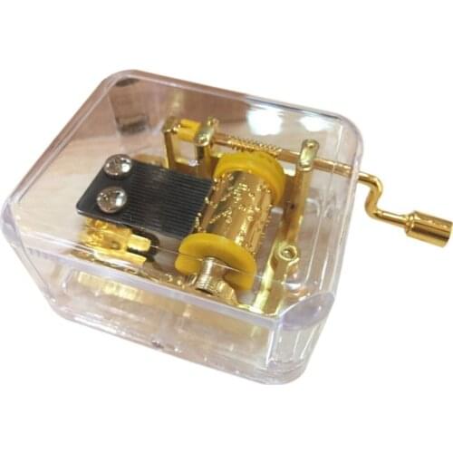 High Quality Hand Acrylic Music Box 5 Songs Hand Crank Acrylic Music Box For Kids Girls Child Christmas Birthday Gift