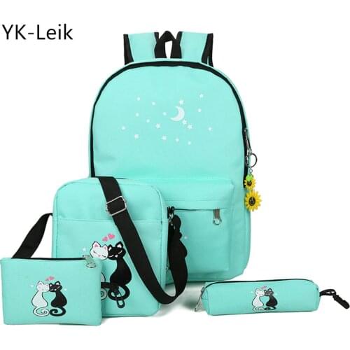 YK-Leik 2018 Korean fashion cute cartoon school bags for girls Children canvas schoolbag kids backpack Large capacity backpacks