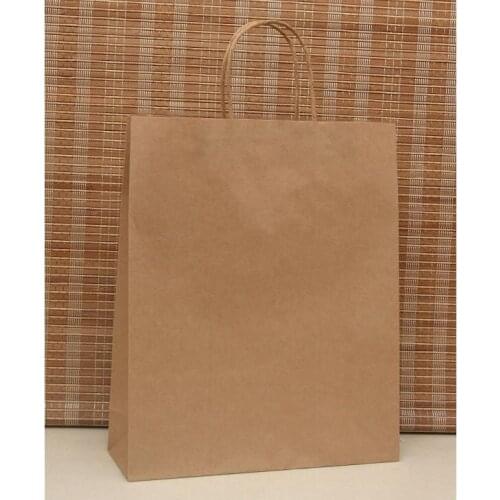 10pcs/lot Kraft Color Paper Bag With Handles 39*32*11cm DIY Multifunction Festival Gift Bag High Quality Shopping Bags Big Size