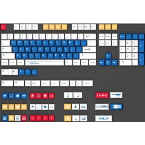 150-Key Anime Gundam RX-78 PBT Keycap DYE-Sublimation XDA Profile Personalized Keycaps For Cherry MX Switch Mechanical Keyboard