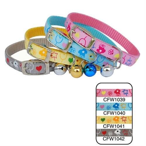 20sets 240Pcs/Lot 4 Colors Lively Pet Dog & Cat Flowers Embroidered Collar Waistband Style 1.0cm