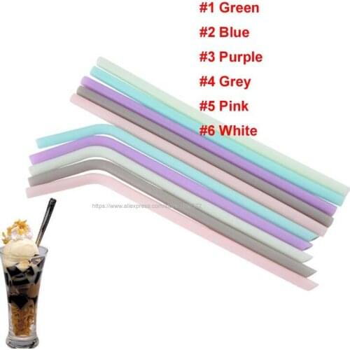 200pcs Silicone Drinking Straw Multi-color Reusable Straws Folded Bent Straight Home Bar Accessory tube