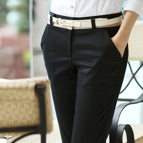 2020 Autumn Womens Polyester Pants Professional Western-Style Trousers Slim Skinny Pants Female Trousers Casual Pants
