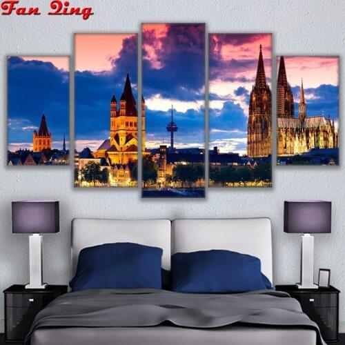 5d diy diamond embroidery European city landscape Diamond Painting Round square Mosaic Needlework Cross stitch Home Decor Gift