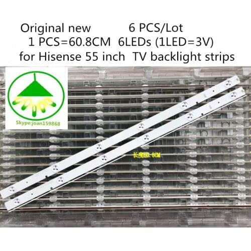6 PCS/Lot Original new TV LED Strip for Hisense LED55K20JD 55 inch 6LED TV backlight strips 608mm SVH550AB1 6LED REV0 131030