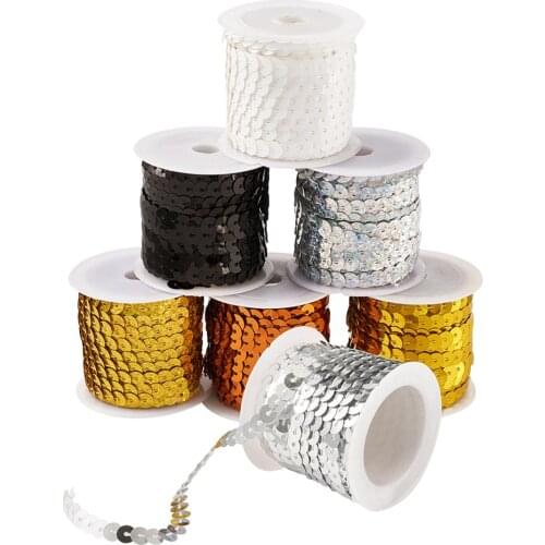 7rolls 6mm Mixed Color Sequin Flat Round Loose Sequins Paillette Beads For DIY Sewing Clothes Wedding Decoration Accessories