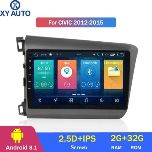 9 inch 2.5D IPS HD multi-touch screen Android 8.1 2G RAM 32G ROM NAVI for Honda civic 2012-2015 with Bluetooth USB WIFI SWC