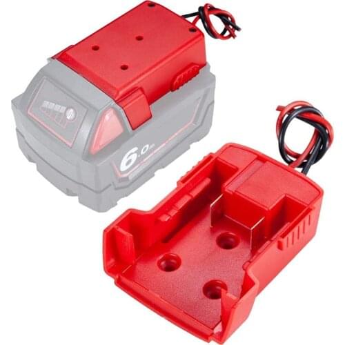 Oein Battery Adapter for Milwaukee M18 XC18 18V Battery DIY Power Wheels Adaptor with 14 Awg Wires Dock Power Connector Red