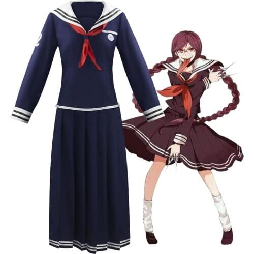 Anime Danganronpa Kusakawa Fuyuko Cosplay Costume for Girls School Uniforms Navy Dress Sailor Moon Costumes