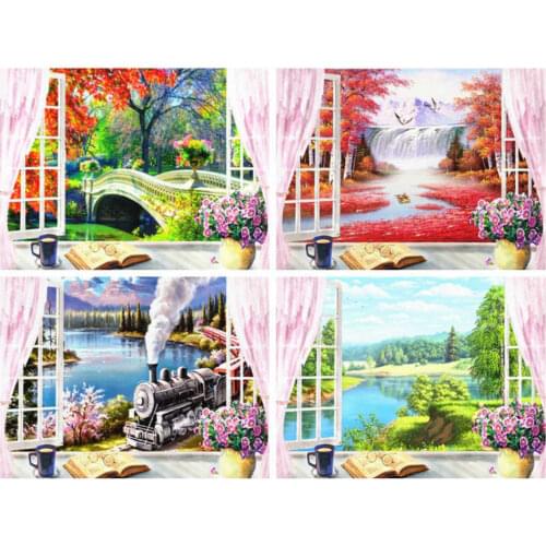 AZQSD 5d Diamond Painting Window Diamond Embroidery Scenery Handmade Picture Of Rhinestones Gift Home Decor Crafts Needlework