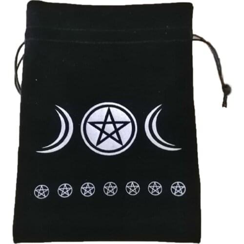 1pc Velvet Tarot Storage Bag Board Game Tarot Card Star Moon Pattern Embroidery Drawstring Package Bag Suppllies Gorgeous