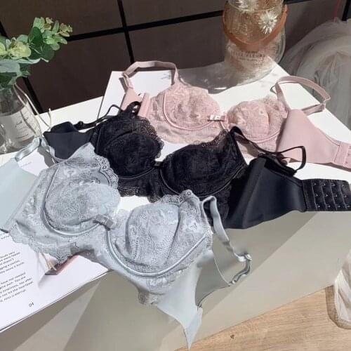 Deep V Embroidery No Sponge Thin Cup Underwear Party Adjustable Nipple Breast Bra Large Lace Underwear Bra Sexy Women Lingerie