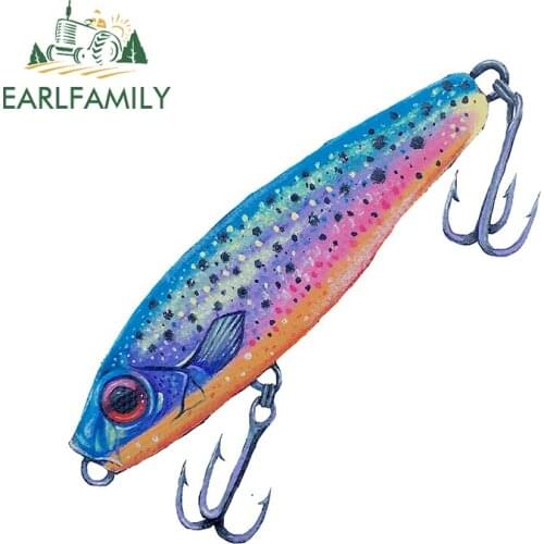 EARLFAMILY 13cm x 12.3cm for Another Rainbow Fishing Lure Car Sticker Motorcycle Car Bumper Window Fashion Window Vinyl Decal