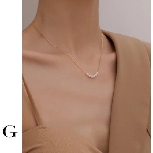 GHIDBK 2020 Fashion Stainless Steel Simulated Pearls Chokers Necklaces for Women Ins Dainty Street Style Collars Choker