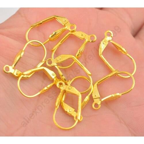Good Quality 200pcs Yellow Gold Plated Flexible Hook Earrings Earwires Woman Jewelry Lever Back Accessory Findings