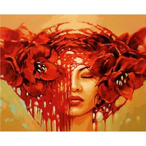 Painting By Numbers DIY Dropshipping 40x50 50x65cm Bride with red flower Figure Handmade Gift For Adult Unique Gift Home Decor