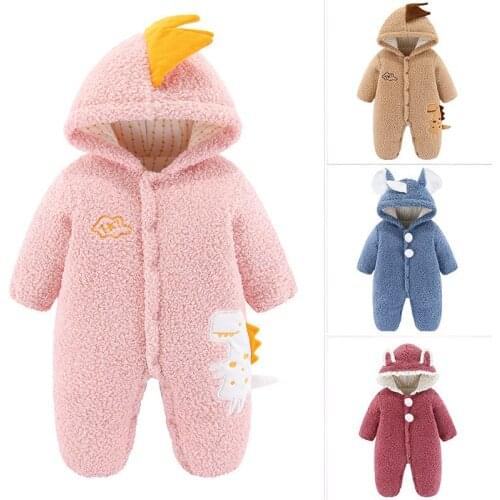 2021 Newborn Baby Girls Clothes Autumn And Winter Climbing Jumpsuit For Boys 0-24m With Hooded Long Sleeve Infants Home Pajamas
