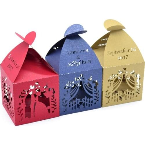 Groom and bride candy box wedding gift laser cut wedding thank you gifts box for guests