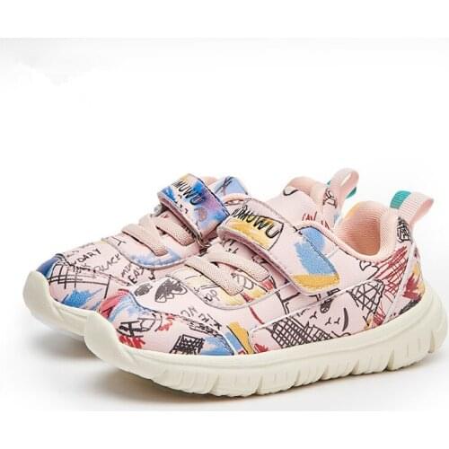 Unisex Print Cartoon Children Shoes Comfortable Sneakers Boy Breathable Fashion Outdoor Pink Girls Shoes zapatillas de colores