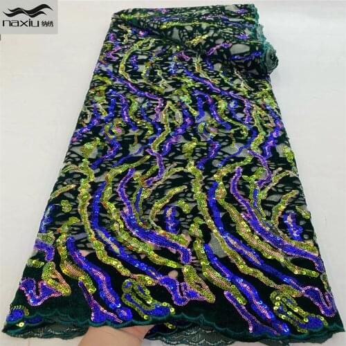 Madison Hot Sale Embroidered Velvet African Lace Fabric 2021 High Quality Lace French Nigerian Net Sequin Lace Fabrics For Dress