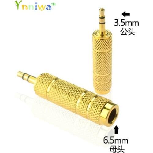 1Pcs Gold 6.5mm female turn to 3.5mm male head household microphone computer microphone Audio adapter for Computer phone