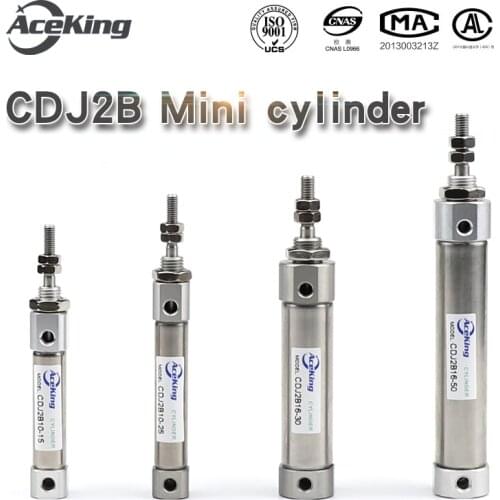 AceKing pen cylinder miniature stainless steel double acting single rod mini cdj2b 10/12/16-10/20/30/50/80/100 stroke cylinder