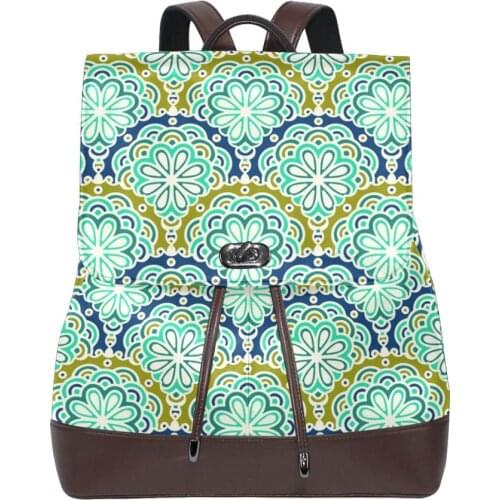 Fashion Women Backpack School Backpacks Pu Leather Womens Backpack Mandala School Bag Women Large Capacity Females Travel Bag