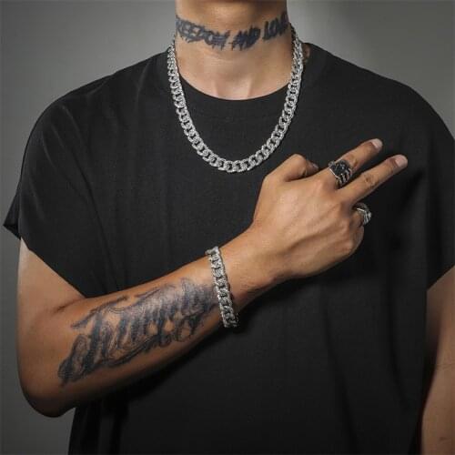 Men Hip Hop Iced Out Bling Full Pave Rhinstones Chain Necklace Fashion CZ Miami Cuban Chains Necklaces Hiphop for Unisex Jewelry