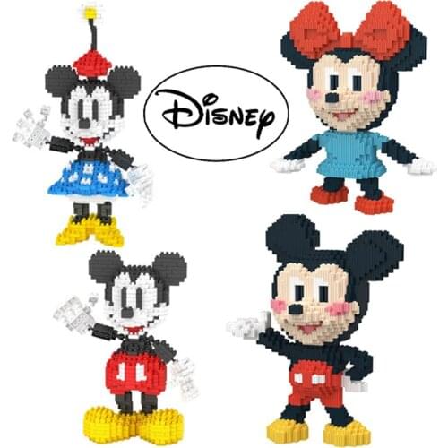 New Disney Series Cute Mickey Minnie Cartoon Character Model with Small Building Blocks Puzzle Set Children Toy Gifts