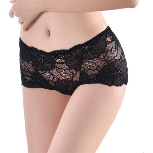 2020 European New Women Sexy Thong Mid- Waist Knicker Lingerie Lace Floral Brief Panties Underwear Ladies Cotton Crotch Briefs