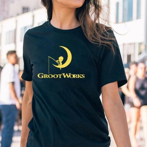 2021 New Cute Bady Groot Printed T-shirt Kawaii Groot Works Women Tee Funny Vogue Cartoon Harajuku Female O-neck Clothes