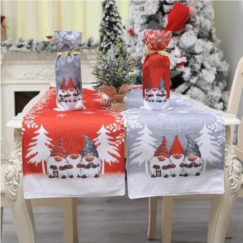 2021 New Christmas Swedish Gnome Table Runner Tablecloth Placemat Home Wedding Decoration
