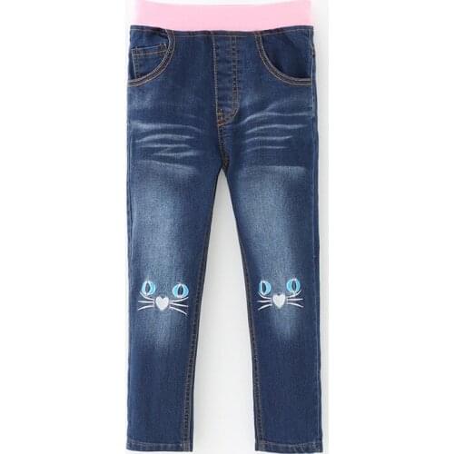 New arrival 2019 children girls spring casual denim pants Kids girls fashion cartoon embroidery jeans 2-8 years