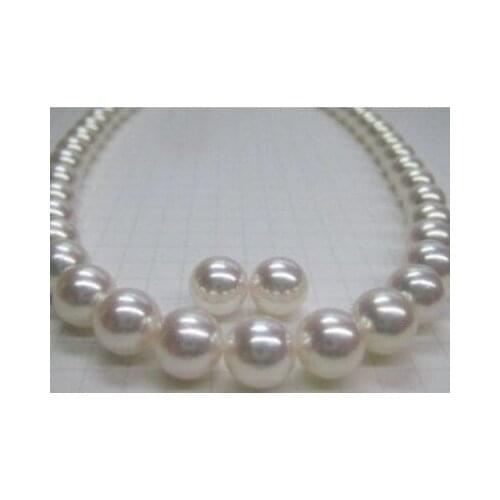 Charming 12MM south sea white pearl necklace 18inch match earrings