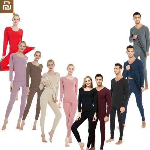 2020 man woman autumn clothes set without trace fever female plus size base shirt Couple thermal underwear set