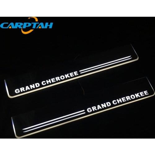 Trim Pedal Car Exterior Parts LED Door Sill Scuff Plate Pathway Dynamic Streamer light For Jeep Grand Cherokee 2011 - 2015