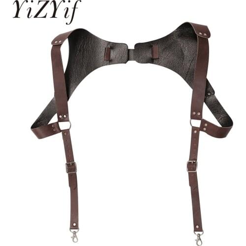 Vintage Leather Suspender Mens Medieval Renaissance Harness Men Punk Adjustable Chest Shoulder Belt Strap Sexy Cosplay Costumes
