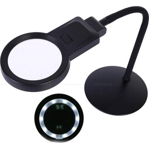 3X 4.5X USB Adjustable Table Lamp LED Illuminated Desk-top Welding Magnifier Magnifying Glass Cell Phone Circuit Board Repair