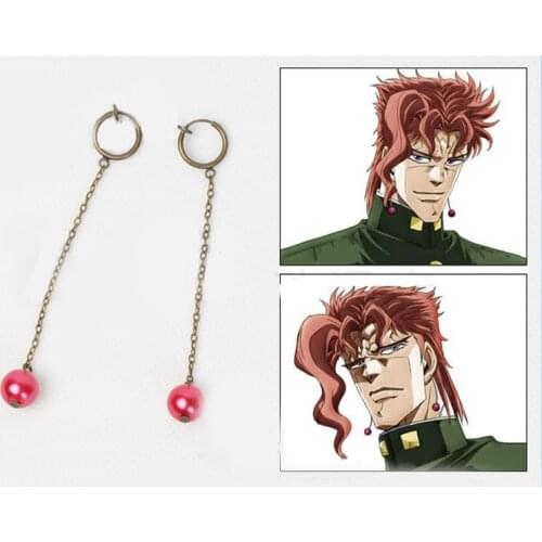 Japan Anime Bizarre Adventure Cartoon Kakyoin Noriaki Ear Clip Earrings Cosplay Accessories Christmas Gifts for Friends