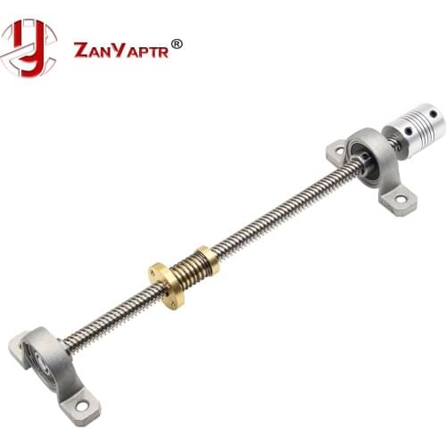 T8 Lead screw Trapezoidal 500mm 8mm + Anti-Backlash Nut + KP08 bearing Bracket +Flexible Coupling For 3D printer & CNC