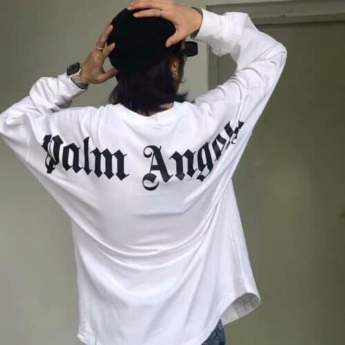 Big letters behind Palm Angels printed loose long-sleeved T-shirt mens womens bottoming shirt tide 25855