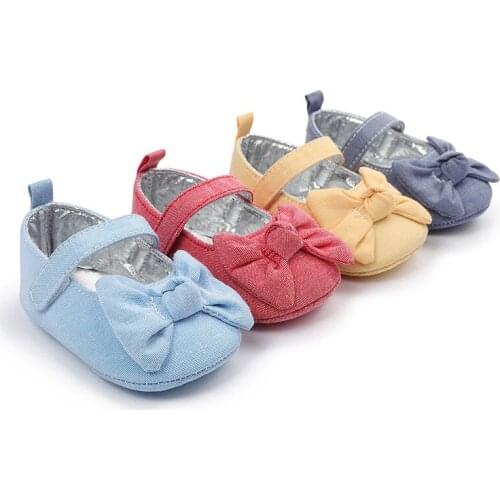 2021 Spring Newborn Infant Baby Girls Bowknot Shoes Princess Cute Birthday Party Shoes Soft Crib Shoes