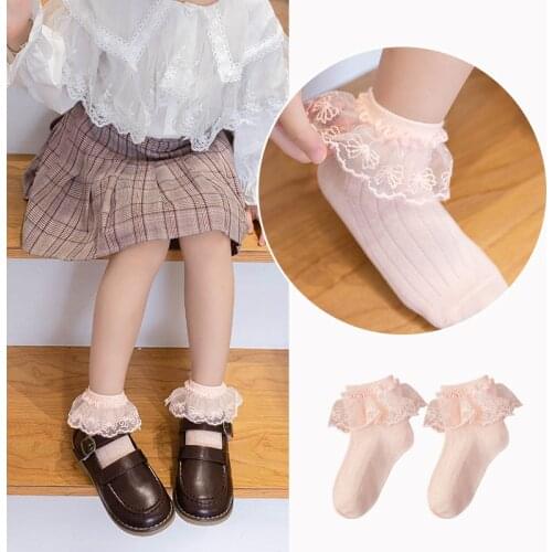 Infant Princess Girls Big lace socks baby Toddler cute Embroidered flowers autumn socks Ankle warmer Socks for spring kids child