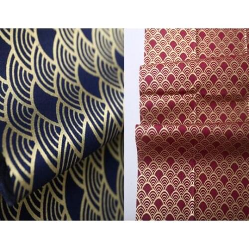 YY DIY High Fashion Quality Navy Blue & Red Gold Wave Cotton Fabric Fabric Bedding Quilting Clothing DIY fabric