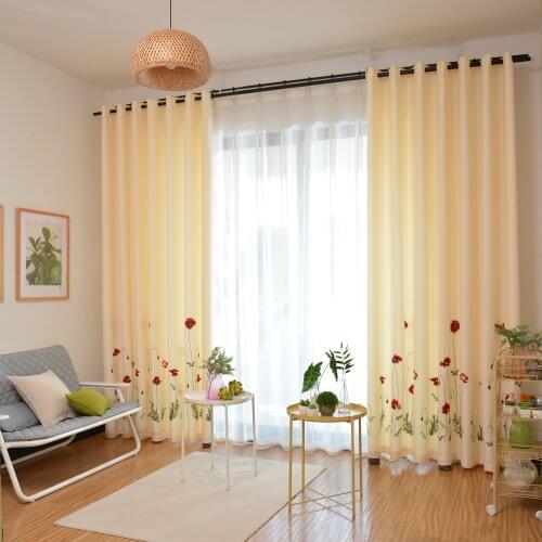 Custom Curtains Simple Modern Curtain for Living Room Cotton and Linen Blackout Curtain for Bedroom Embroidery Window Curtain