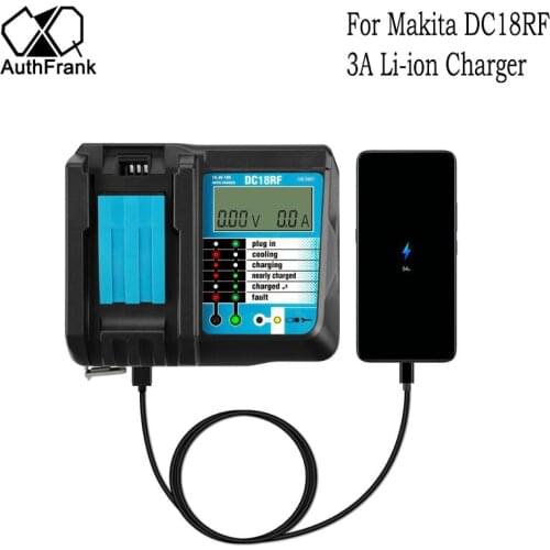 DC18RC DC18RA DC18RF Li-ion Battery Charger 3A Charging Current for Makita 14.4V 18V BL1830 Bl1430 Power tool with USB